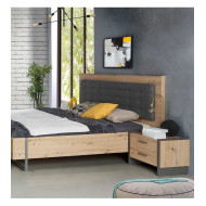 Mesita de noche 2 cajones estilo industrial FRANK