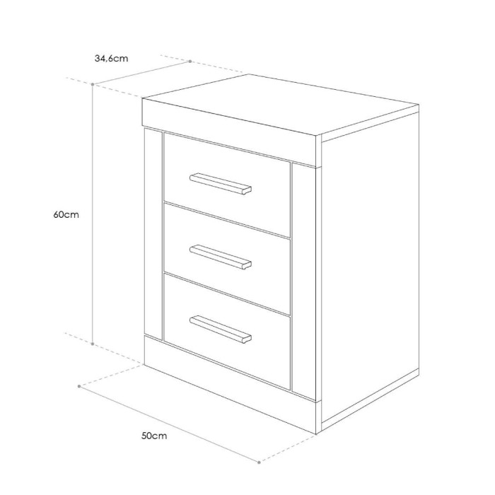 Mesita de noche 3 cajones DORA