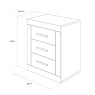 Mesita de noche 3 cajones DORA