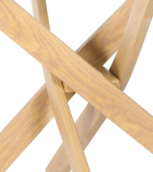 Mesa comedor redonda de cristal DAN patas cruzadas