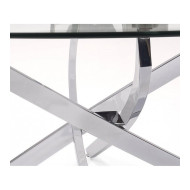 Mesa centro de cristal redonda DAN con patas cruzadas