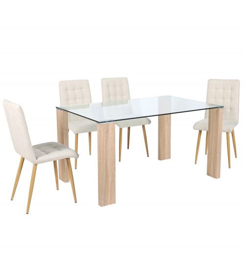 Mesa comedor rectangular cristal CANNES