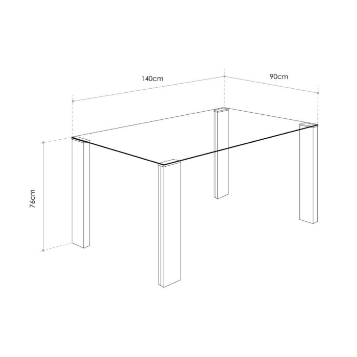 Mesa comedor rectangular cristal CANNES