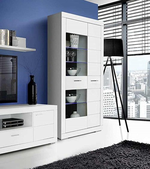 Vitrina alta blanca y cristal SNOW