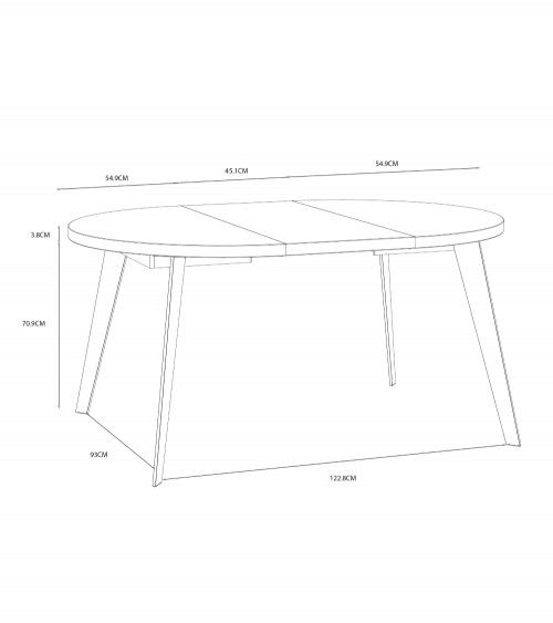 Mesa comedor redonda extensible industrial LOKI