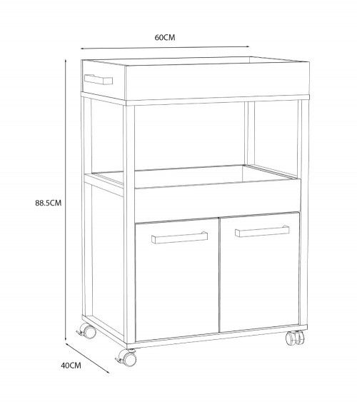 Mueble bar BACO con ruedas estilo industrial