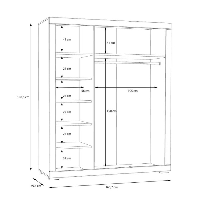 Armario ropero 3 puertas blanco SNOW
