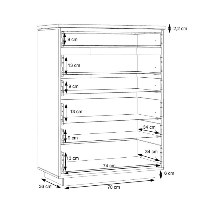 Sinfonier 6 cajones con luces led SATURN