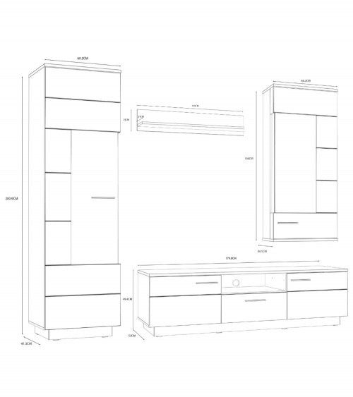 Mueble salón completo JADIEL en Roble Arena y Gris