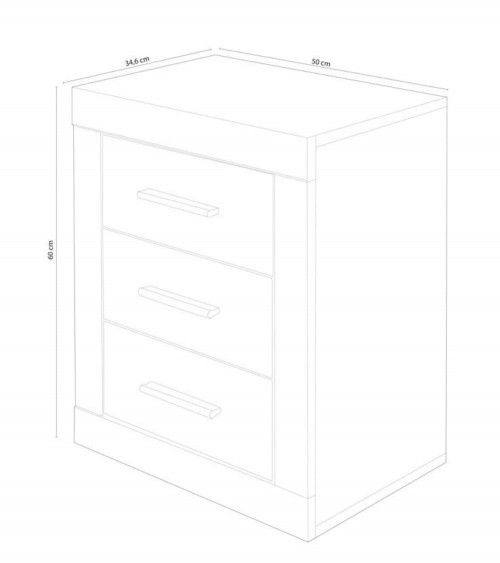 Mesita de noche 3 cajones JANA