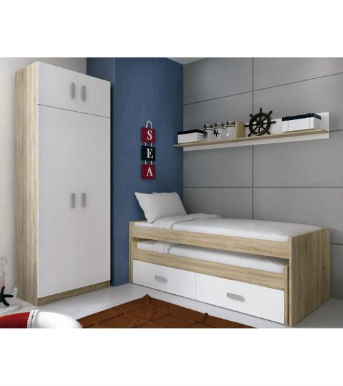 Cama compacta CHASE con cama extra + 2 cajones