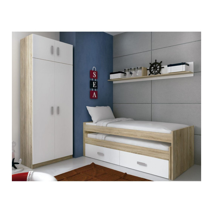 Cama compacta CHASE con cama extra + 2 cajones