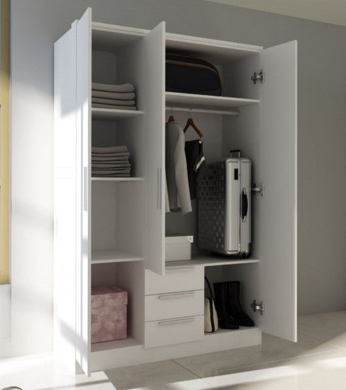 Armario ropero CUBE 3 puertas + 3 cajones