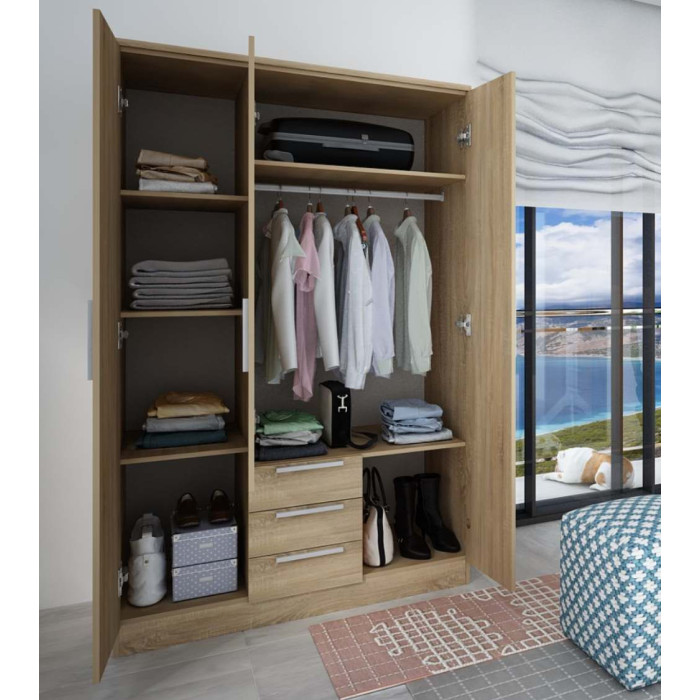 Armario ropero CUBE 3 puertas + 3 cajones