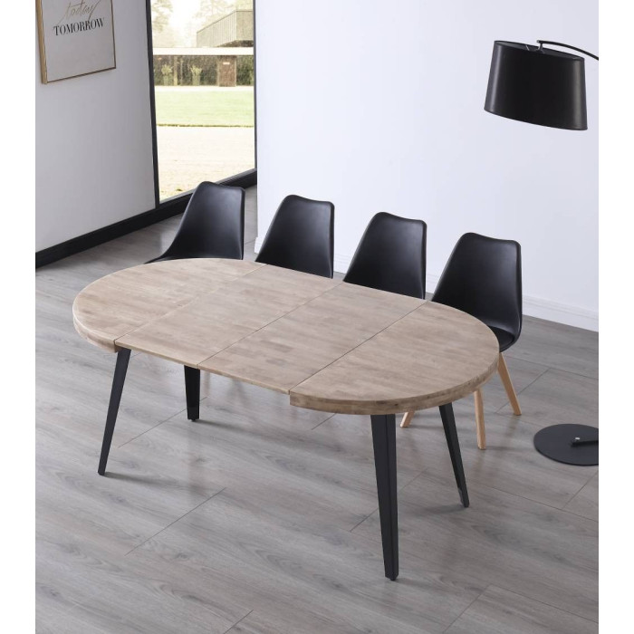 Mesa comedor redonda extensible industrial SKADI