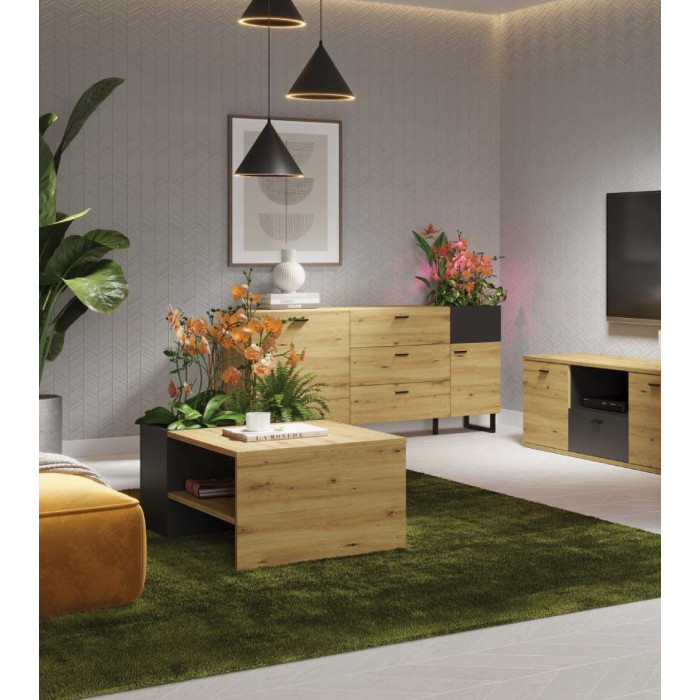 Mesa centro industrial con macetero AOKI