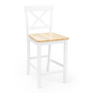 Taburete alto de cocina blanco JUSTIN – Pack 2