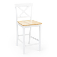 Taburete alto de cocina blanco JUSTIN – Pack 2