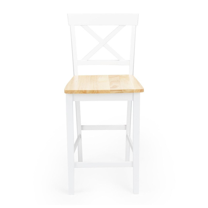 Taburete alto de cocina blanco JUSTIN – Pack 2