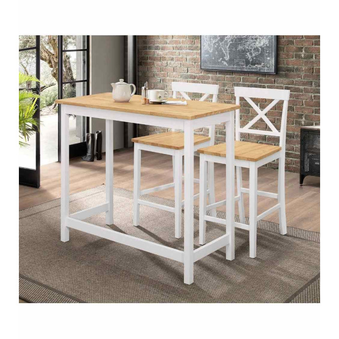 Taburete alto de cocina blanco JUSTIN – Pack 2