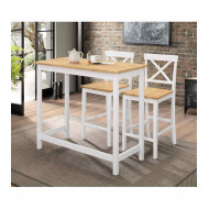 Taburete alto de cocina blanco JUSTIN – Pack 2