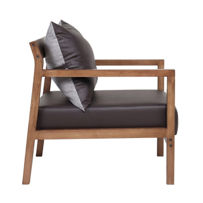 Butaca de diseño ESBEN, de madera de haya y polipiel