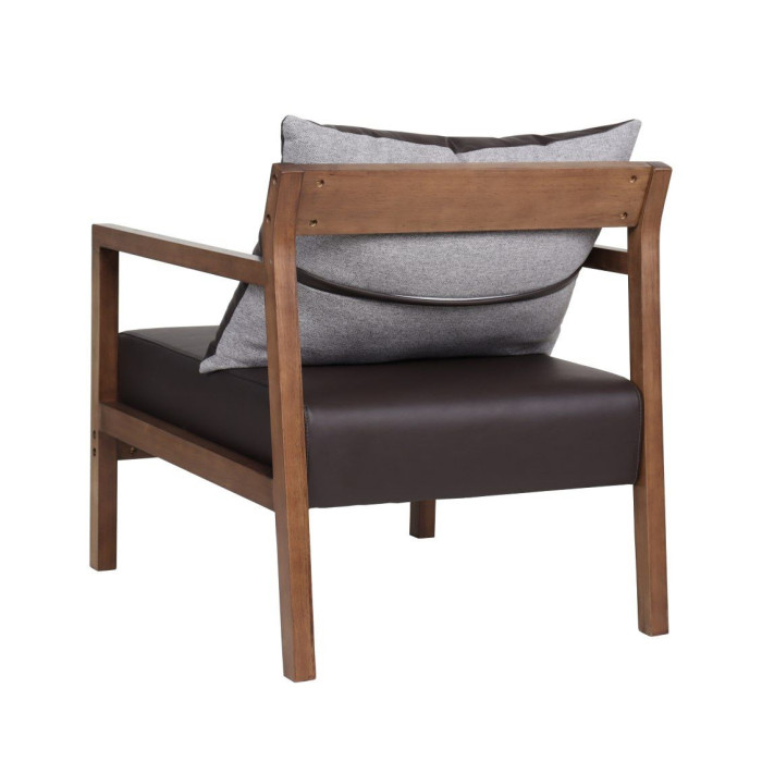 Butaca de diseño ESBEN, de madera de haya y polipiel