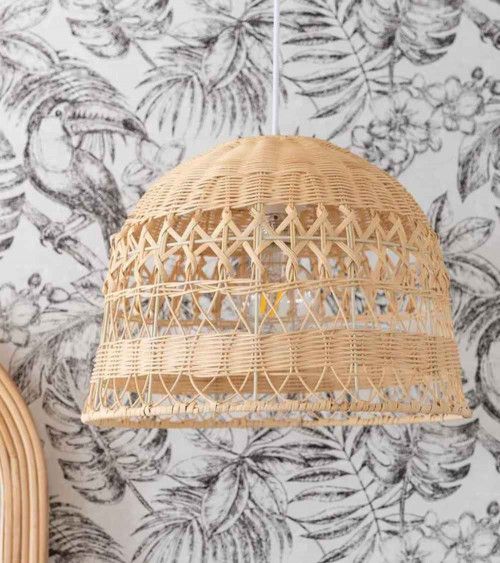 Lámpara de techo BIANCA, blanca de ratán | Cambia Tus Muebles