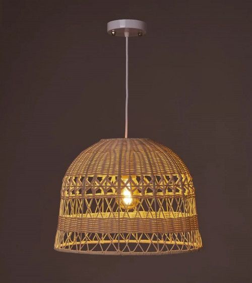 Lámpara de techo BIANCA, blanca de ratán | Cambia Tus Muebles