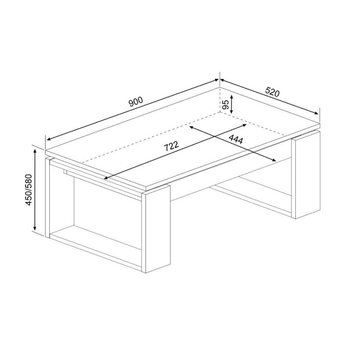 Mesa centro elevable RUBI estilo industrial | Cambia Tus Muebles