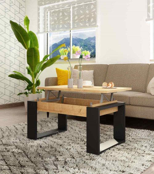 Mesa centro elevable RUBI estilo industrial | Cambia Tus Muebles