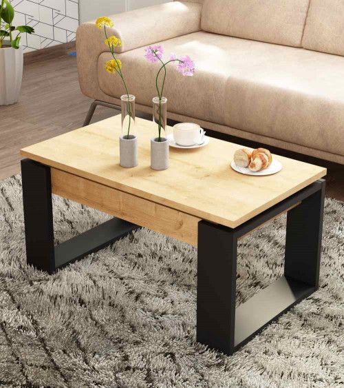 Mesa centro elevable RUBI estilo industrial | Cambia Tus Muebles