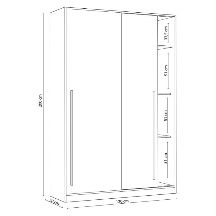 Armario ropero 120 cm puertas correderas BILLY