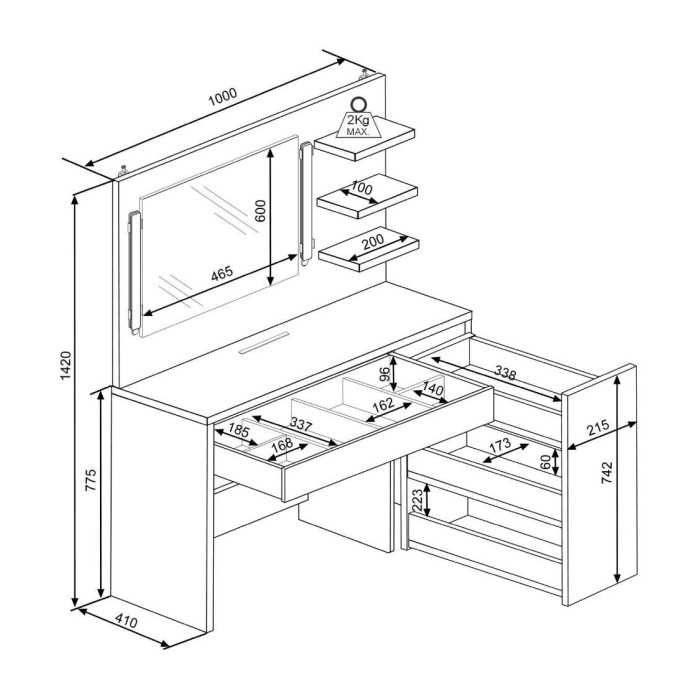 Tocador con espejo GRACE