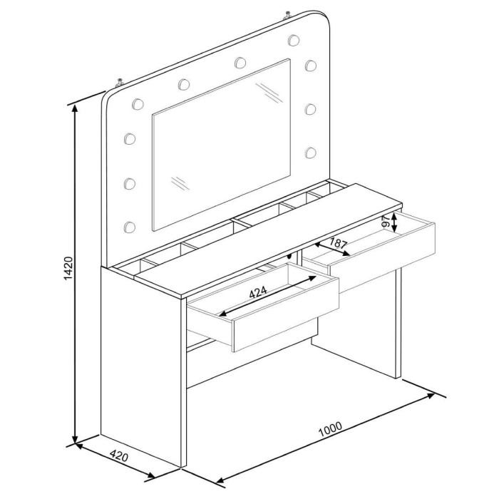 Mueble tocador con espejo HOLLY