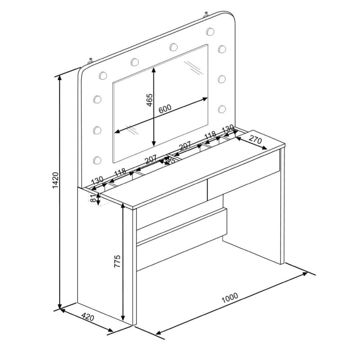 Mueble tocador con espejo HOLLY
