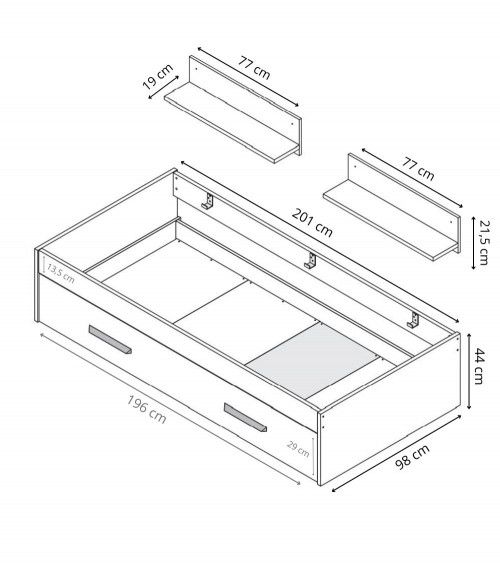 Cama nido juvenil + 2 estantes ELDA