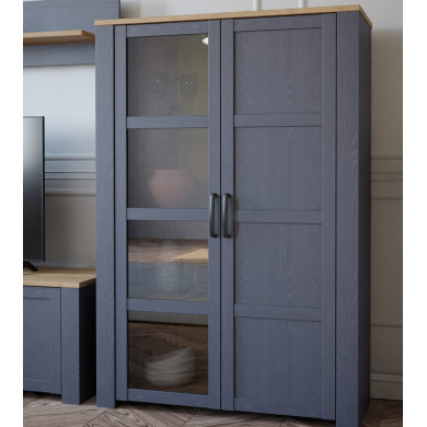 Vitrina alta 2 puertas ODIN, en azul marino