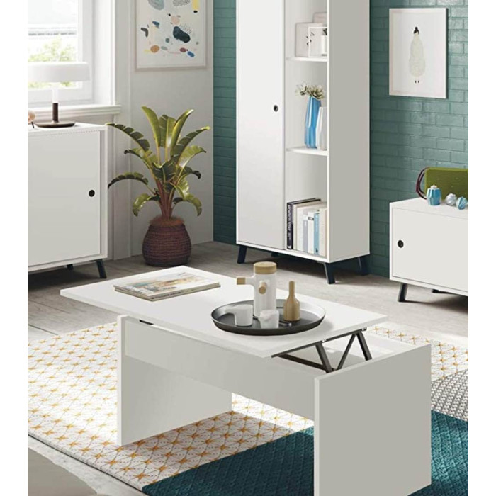 mesa cafe, blanco, roble, centro, elevable, salon, barato, economico,