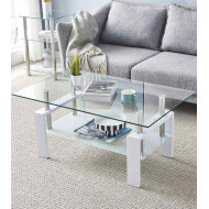 Mesa de centro Kendra - Mesa de centro de cristal y madera