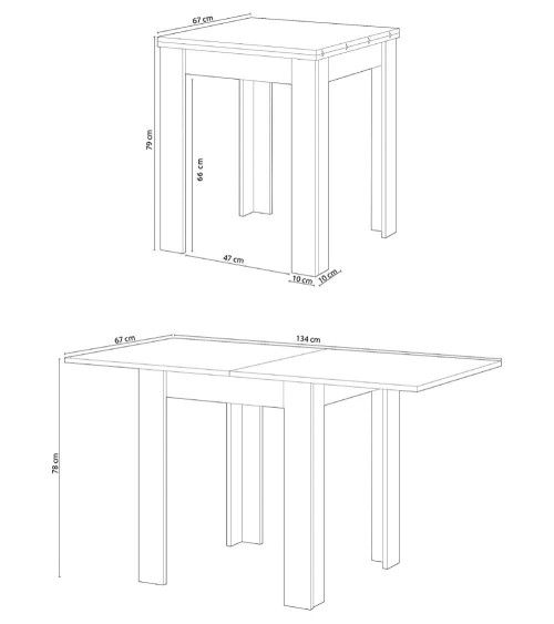 Mesa extensible cuadrada de cocina KATIA