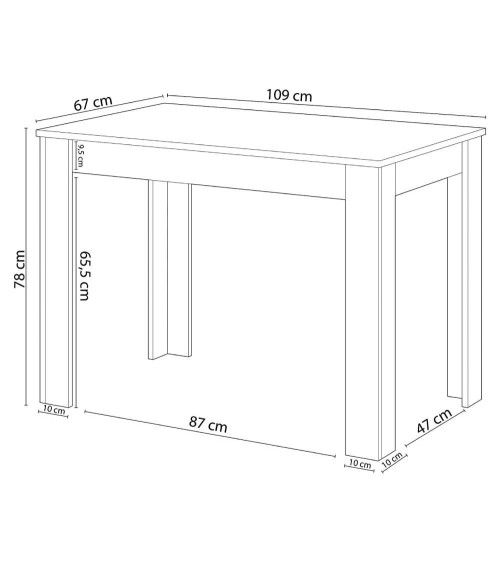 Mesa cocina rectangular 109x67 KATIA