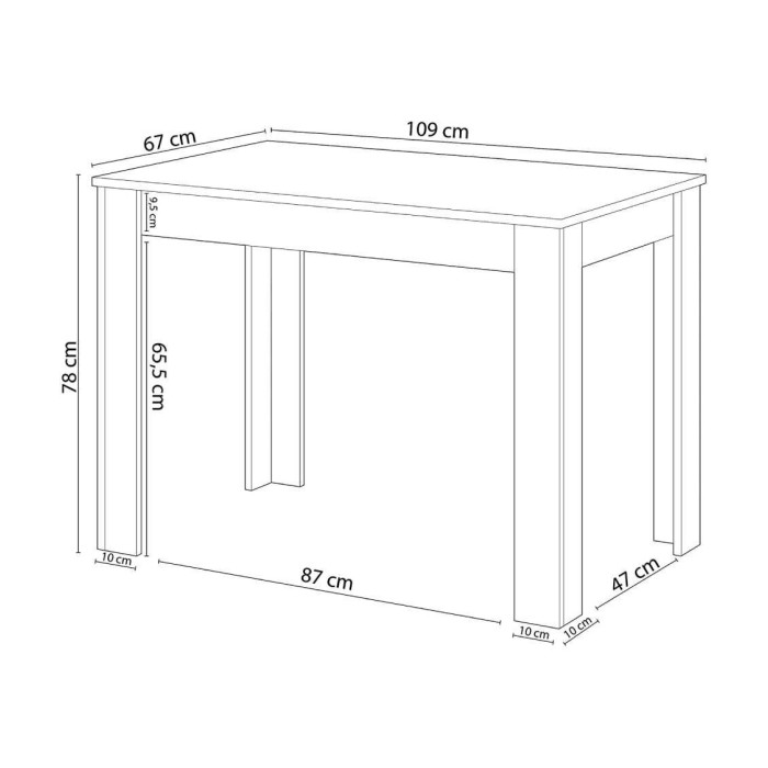 Mesa cocina rectangular 109x67 KATIA