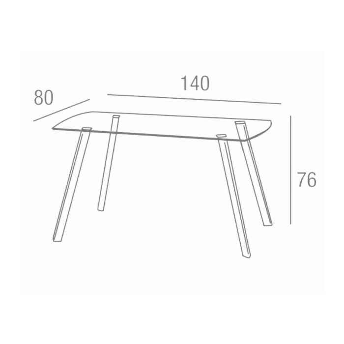 Mesa comedor de cristal REKA 140x80 cm