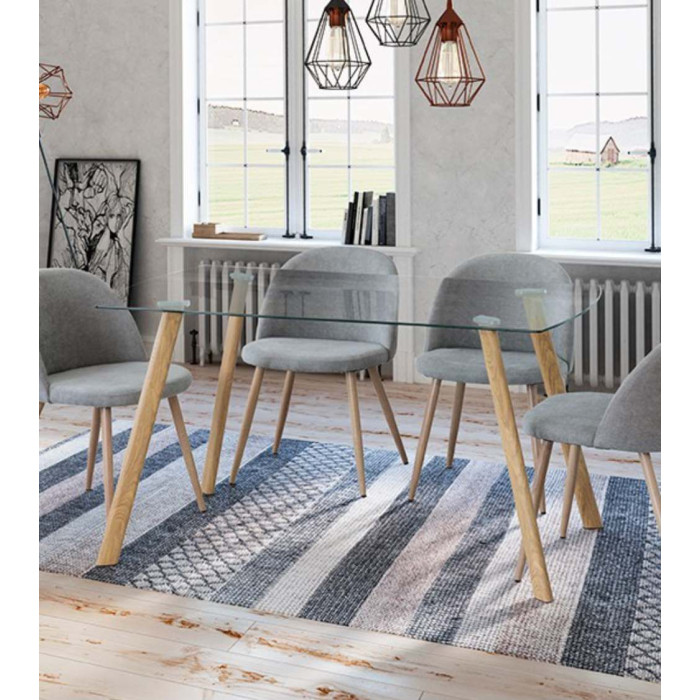 Mesa comedor de cristal REKA 140x80 cm