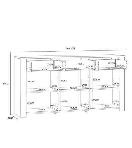 Aparador 3 puertas y 3 cajones ODIN azul marino