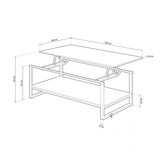 Mesa centro elevable estilo industrial JARED
