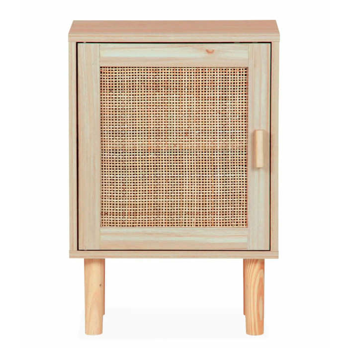 Mesita de noche de ratán 1 puerta CAMILE