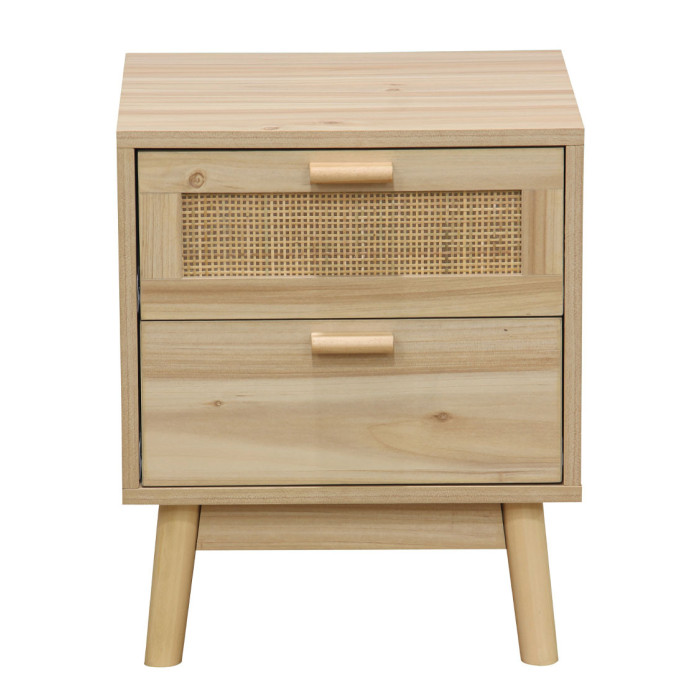 Mesita de noche de ratán 2 cajones CAMILE