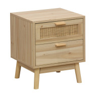 Mesita de noche de ratán 2 cajones CAMILE
